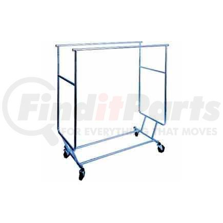 RCS/3 by AMKO DISPLAYS LLC. - Collapsible Rolling Garment Rack RCS-3 w/ Double Rail Round Tubing - Chrome