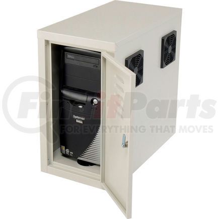 249309BG by GLOBAL INDUSTRIAL - Global Industrial&#153; Orbit CPU Computer Enclosure Cabinet Front/Rear Doors 2 Exhaust Fans, Beige