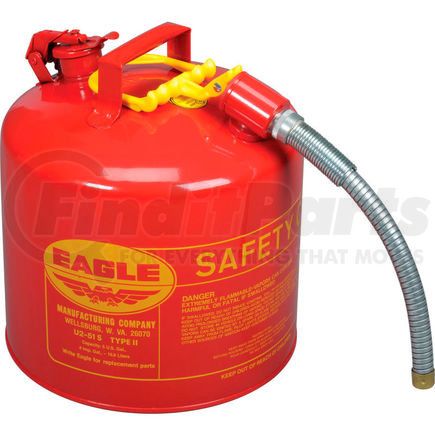 U2-51-S by JUSTRITE - Eagle Type II Safety Can with 7/8" Spout - 5 Gallons - Red, U2-51-S