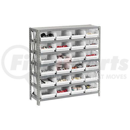 603434WH by GLOBAL INDUSTRIAL - Global Industrial&#153; Steel Shelving with 24 4"H Plastic Shelf Bins Ivory - 36x18x39-7 Shelves