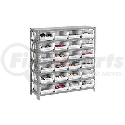 603431WH by GLOBAL INDUSTRIAL - Global Industrial&#153; Steel Shelving with 24 4"H Plastic Shelf Bins Ivory - 36x12x39-7 Shelves