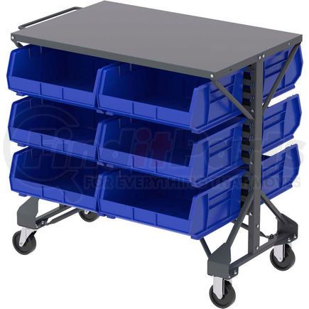 B2065792 by AKRO MILS - Akro-Mills Shelf-Top Bin Cart - 38-1/2 x24x36-1/2" - (12) 16-1/2 x14-3/4 x7" Bins - Blue