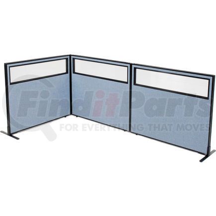 695046BL by GLOBAL INDUSTRIAL - Interion&#174; Freestanding 3-Panel Corner Room Divider w/Partial Window 48-1/4"W x 42"H Panels Blue