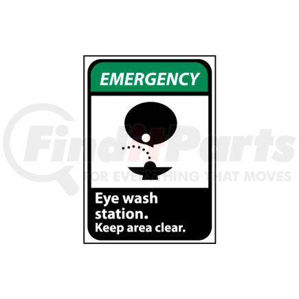 EGA4RB by NATIONAL MARKER COMPANY - Emergency Sign 14x10 Rigid Plastic - Eye Wash Station Keep Area Clear