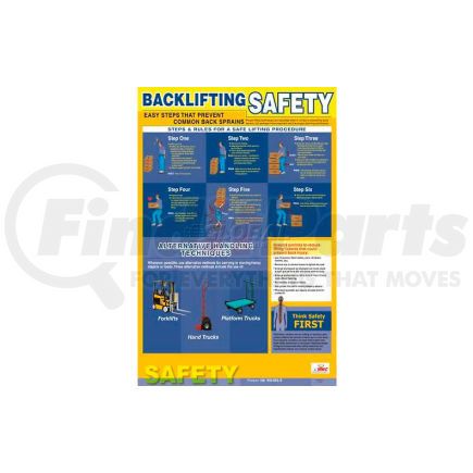 PST001 by NATIONAL MARKER COMPANY - Poster, Back Lifting Safety, 24 x 18