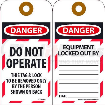 LOTAG10 by NATIONAL MARKER COMPANY - Lockout Tags - Do Not Operate