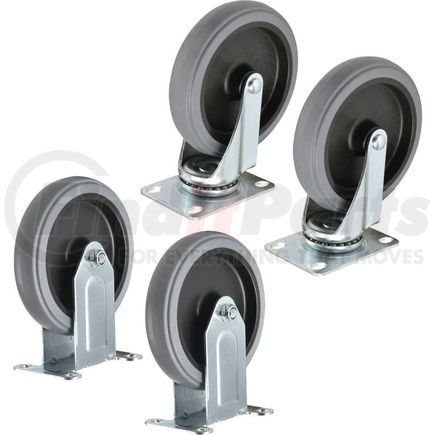 RP1002 by GLOBAL INDUSTRIAL - Global Industrial&#153; Replacement 5" Rubber Casters For Plastic Service Carts, 2 Swivel/2 Rigid