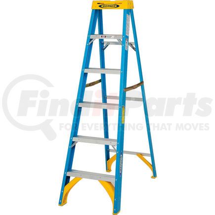 6006 by WERNER - Werner 6' Fiberglass Step Ladder w/ Plastic Tool Tray 250 lb. Cap - 6006