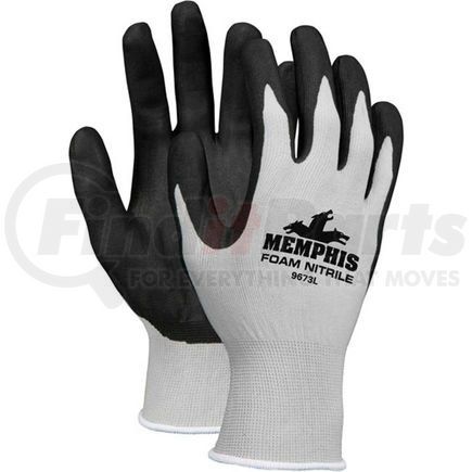 9673L by MCR SAFETY - MCR Safety 9673L Memphis Foam Nitrile Gloves, Large, 13 Gauge, Gray/Black, Dozen