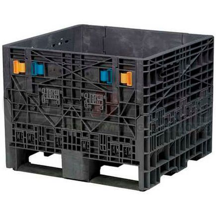 BN3230252010000 by AKRO MILS - Buckhorn BN3230252010000 Folding Bulk Shipping Container - 32"L x 30"W x 25"H, 1800 Lb. Cap. Black