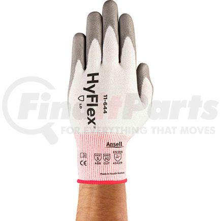 288184 by ANSELL - HyFlex&#174; Cut Protection Gloves, Ansell 11-644, Gray PU Palm Coat, Size 7, 1 Pair