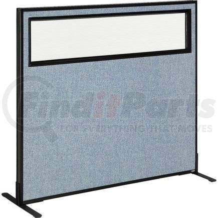 694755WFBL by GLOBAL INDUSTRIAL - Interion&#174; Freestanding Office Partition Panel with Partial Window, 48-1/4"W x 42"H, Blue