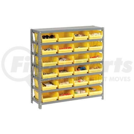 603434YL by GLOBAL INDUSTRIAL - Global Industrial&#153; Steel Shelving with 24 4"H Plastic Shelf Bins Yellow, 36x18x39-7 Shelves