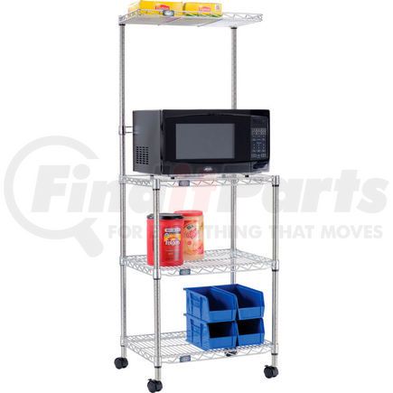 806450 by GLOBAL INDUSTRIAL - Nexel&#174; Poly-Z-Brite&#174; 4 Tier, Single Station Wire Microwave Cart, 24"L x 18"W x 65"H