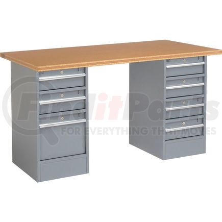 318868 by GLOBAL INDUSTRIAL - Global Industrial&#153; 96"W x 30"D Pedestal Workbench - 7 Drawers, Shop Top Square Edge- Gray