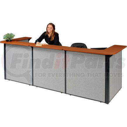 249010CG by GLOBAL INDUSTRIAL - Interion&#174; U-Shaped Reception Station, 124"W x 44"D x 44"H, Cherry Counter, Gray Panel