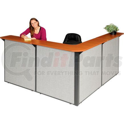 249009CG by GLOBAL INDUSTRIAL - Interion&#174; L-Shaped Reception Station, 80"W x 80"D x 44"H, Cherry Counter, Gray Panel