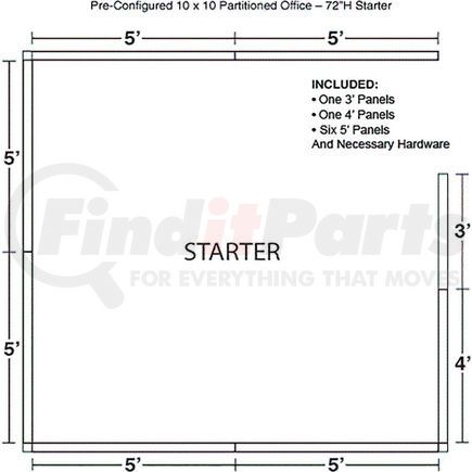 236630GY by GLOBAL INDUSTRIAL - Interion&#174; Pre-Configured Office Cubicle - 10'W x 10'D x 72"H - Starter Kit - Gray