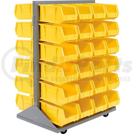 550180YL by GLOBAL INDUSTRIAL - Global Industrial&#153; Mobile Double Sided Floor Rack - 48 Yellow Stacking Bins 36 x 54