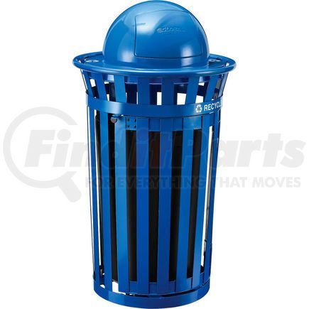 261947BL by GLOBAL INDUSTRIAL - Global Industrial&#153; Recycling Can w/Access Door & Dome Lid, 36 Gallon, Blue