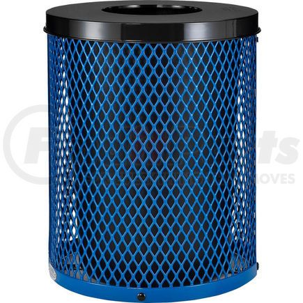 261924BL by GLOBAL INDUSTRIAL - Global Industrial&#153; Outdoor Diamond Steel Trash Can With Flat Lid, 36 Gallon, Blue