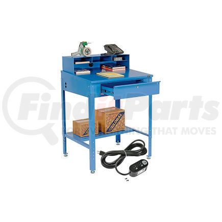 254635KIT by GLOBAL INDUSTRIAL - Global Industrial&#153; Shop Desk - Pigeonhole Riser & Outlets 34-1/2 x 30 x 38 Sloped Surface Blue