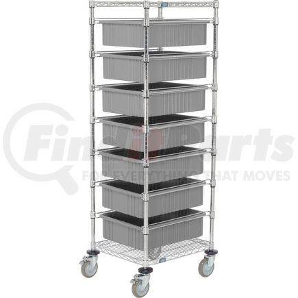 269028GY by GLOBAL INDUSTRIAL - Global Industrial&#153; 21X24X69 Chrome Wire Cart With 7 6"H Grid Containers Gray