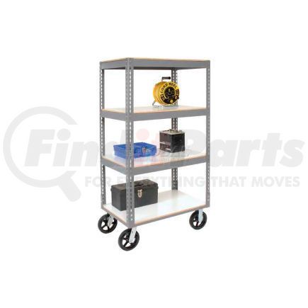 330423 by GLOBAL INDUSTRIAL - Global Industrial™ Easy Adjust Boltless 4 Shelf Truck 48x24 W/ Laminate Shelves, Rubber Casters