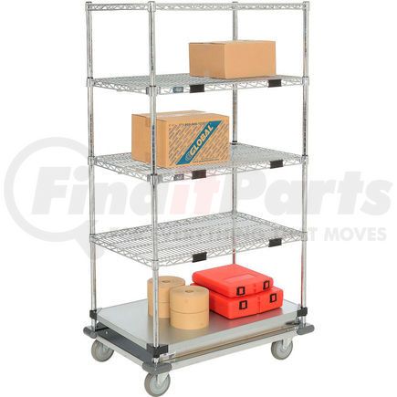 558824A by GLOBAL INDUSTRIAL - Nexel&#174; Open Sided Wire Stock Picker Truck 4 Wire 1 Galvanized Shelf 1000 Lb Cap 36x24x69