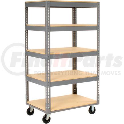 585413 by GLOBAL INDUSTRIAL - Global Industrial&#153; Easy Adjust Boltless 5 Shelf Truck 36x18, Wood Shelves, Polyurethane Casters