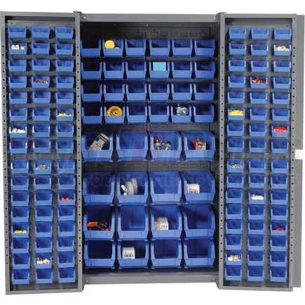 662134BL by GLOBAL INDUSTRIAL - Global Industrial&#153; Bin Cabinet Deep Door - 136 Blue Bins, 16-Gauge Assembled Cabinet 38x24x72