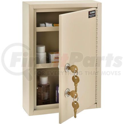 670149 by GLOBAL INDUSTRIAL - Global Industrial&#153; Medical Security Cabinet w/Double Key Locks, 8"W x 2-5/8"D x 12-1/8"H, Beige