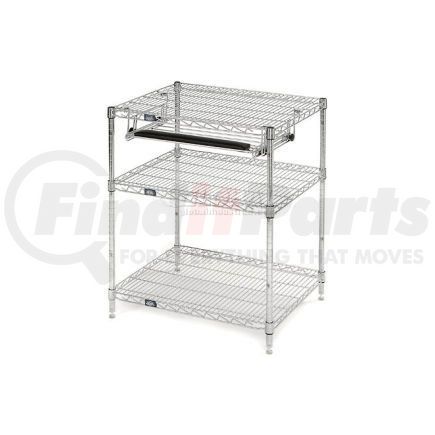 579207 by GLOBAL INDUSTRIAL - Nexel&#153; Chrome Wire Shelf Computer Workstation with Keyboard Tray, 30"W x 24"D x 34"H