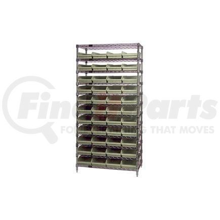 268970BG by GLOBAL INDUSTRIAL - Global Industrial&#153; Chrome Wire Shelving with 44 4"H Plastic Shelf Bins Stone, 36x14x74