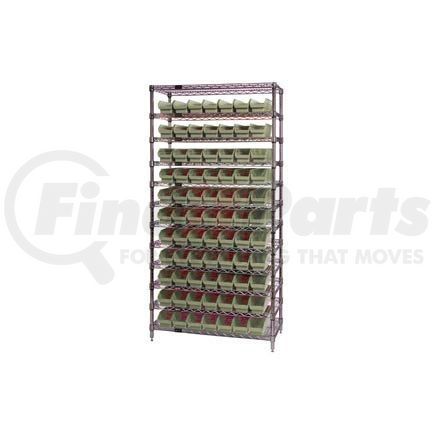 268972BG by GLOBAL INDUSTRIAL - Global Industrial&#153; Chrome Wire Shelving with 77 4"H Plastic Shelf Bins Stone, 36x18x74