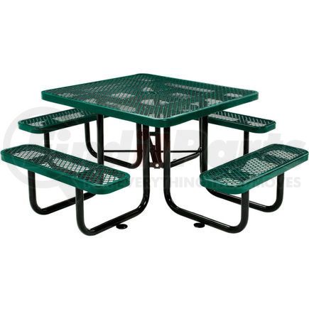 277151GN by GLOBAL INDUSTRIAL - Global Industrial&#153; 46" Square Outdoor Steel Picnic Table, Expanded Metal, Green