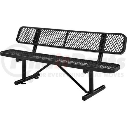277154BK by GLOBAL INDUSTRIAL - Global Industrial&#8482; 6 ft. Outdoor Steel Bench with Backrest - Expanded Metal - Black