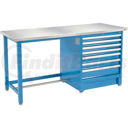 711164 by GLOBAL INDUSTRIAL - Global Industrial&#153; 72"Wx30"D Modular Workbench with 7 Drawers, Stainless Steel Square Edge, BL