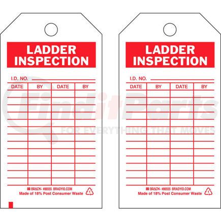 86555 by BRADY - Brady&#174; 86555 Ladder Inspecton Tag, 2 Sided, 10/Pkg, Polyester, 3"W x 5-3-3/4"H