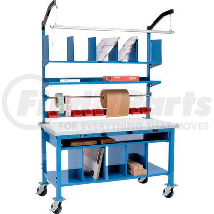 412441AB by GLOBAL INDUSTRIAL - Complete Mobile Packing Workbench Plastic Square Edge with Electric - 72 x 36
