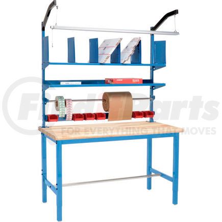 412458 by GLOBAL INDUSTRIAL - Packing Workbench Maple Butcher Block Safety Edge - 60 x 36 with Riser Kit