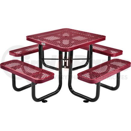 695501RD by GLOBAL INDUSTRIAL - Global Industrial&#153; 3 ft. Square Outdoor Steel Picnic Table, Expanded Metal, Red