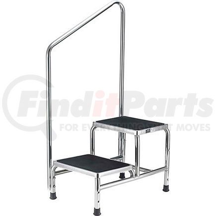 436961HR by GLOBAL INDUSTRIAL - Global Industrial&#8482; Chrome Two-Step Foot Stool With Handrail