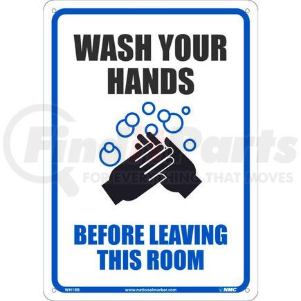 WH1RB by NATIONAL MARKER COMPANY - Wash Your Hands Before Leaving This Room Sign, 10" X 14", Plastic