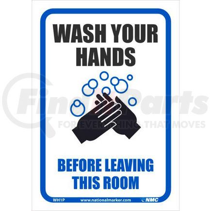 WH1P by NATIONAL MARKER COMPANY - Wash Your Hands Before Leaving This Room Sticker, 7" X 10", Vinyl Adhesive