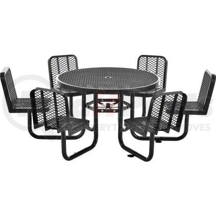 277590BK by GLOBAL INDUSTRIAL - Global Industrial&#153; 46" Round Carousel Picnic Table With 6 Seats, Expanded Metal, Black