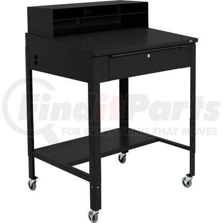 254635CBK by GLOBAL INDUSTRIAL - Global Industrial&#153; Mobile Shop Desk - Pigeonhole Riser 34-1/2 x 30 x 38 Sloped Surface - Black