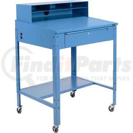 254635CBL by GLOBAL INDUSTRIAL - Global Industrial&#153; Mobile Shop Desk - Pigeonhole Riser 34-1/2 x 30 x 38 Sloped Surface - Blue