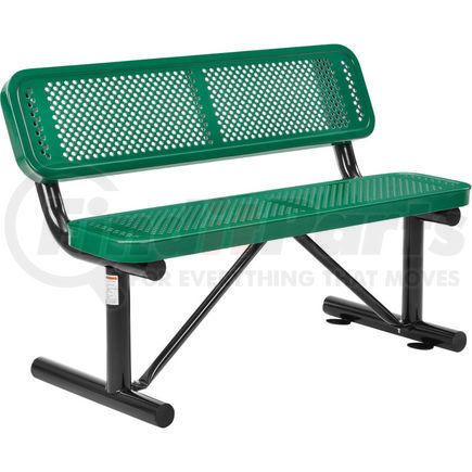 695744GN by GLOBAL INDUSTRIAL - Global Industrial&#8482; 4 ft. Outdoor Steel Bench with Backrest - Perforated Metal - Green