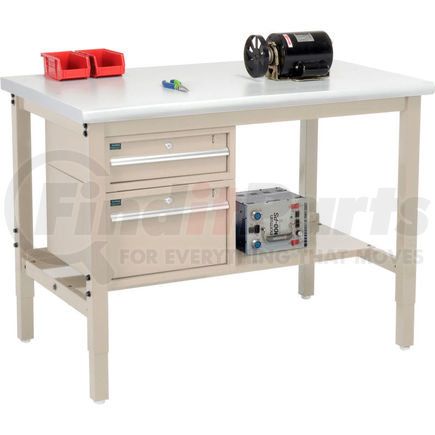 319293TN by GLOBAL INDUSTRIAL - Global Industrial&#153; 48 x 36 Production Workbench - Laminate Safety Edge - Drawers & Shelf - Tan